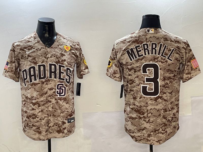 Men San Diego Padres #3 Merrill Camo Game 2025 Nike MLB Jersey style 1